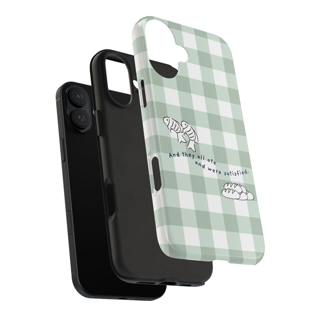 FISH AND LOAVES Gingham Phone Case (Green)
