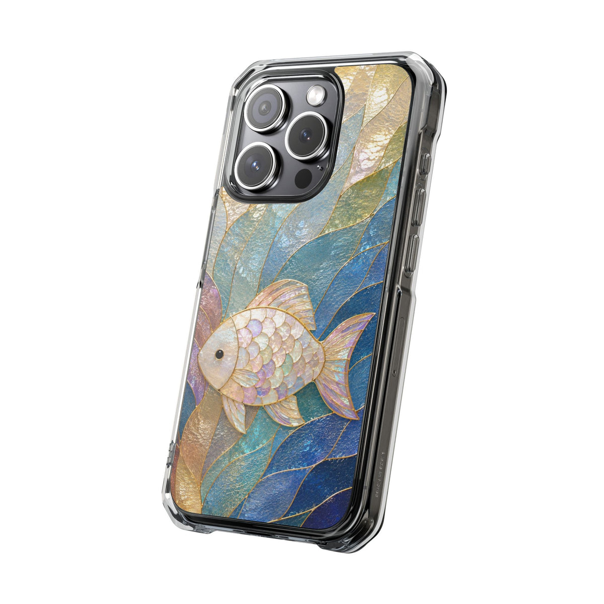 Trust and Know Clear Magnetic Phone Case — Iridescent Fish Mosaic Design