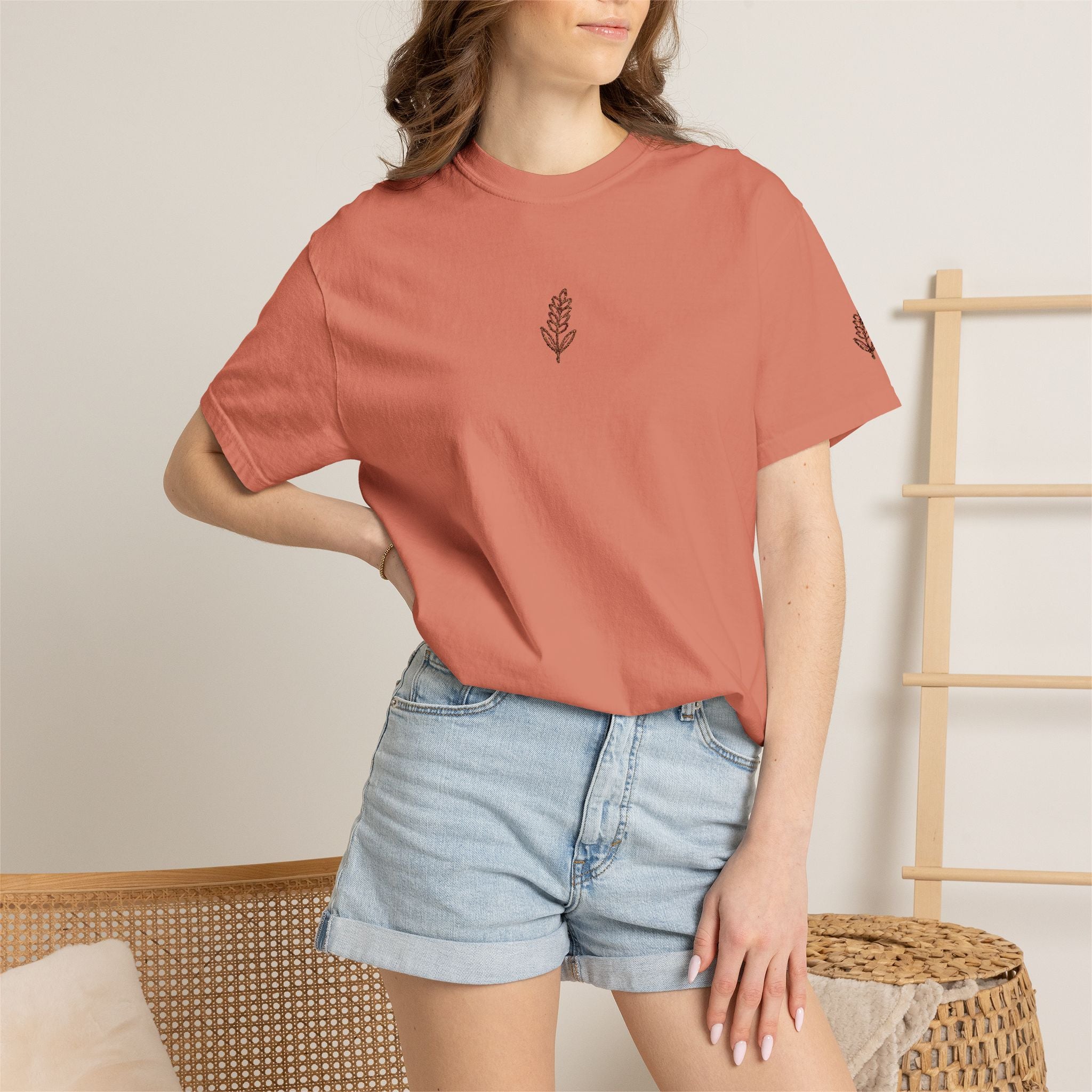 Christian Wheat Embroidered T-Shirt | Fall Comfort Colors Tee | Daily Bread Faith Shirt | Minimal Christian Fall Shirt