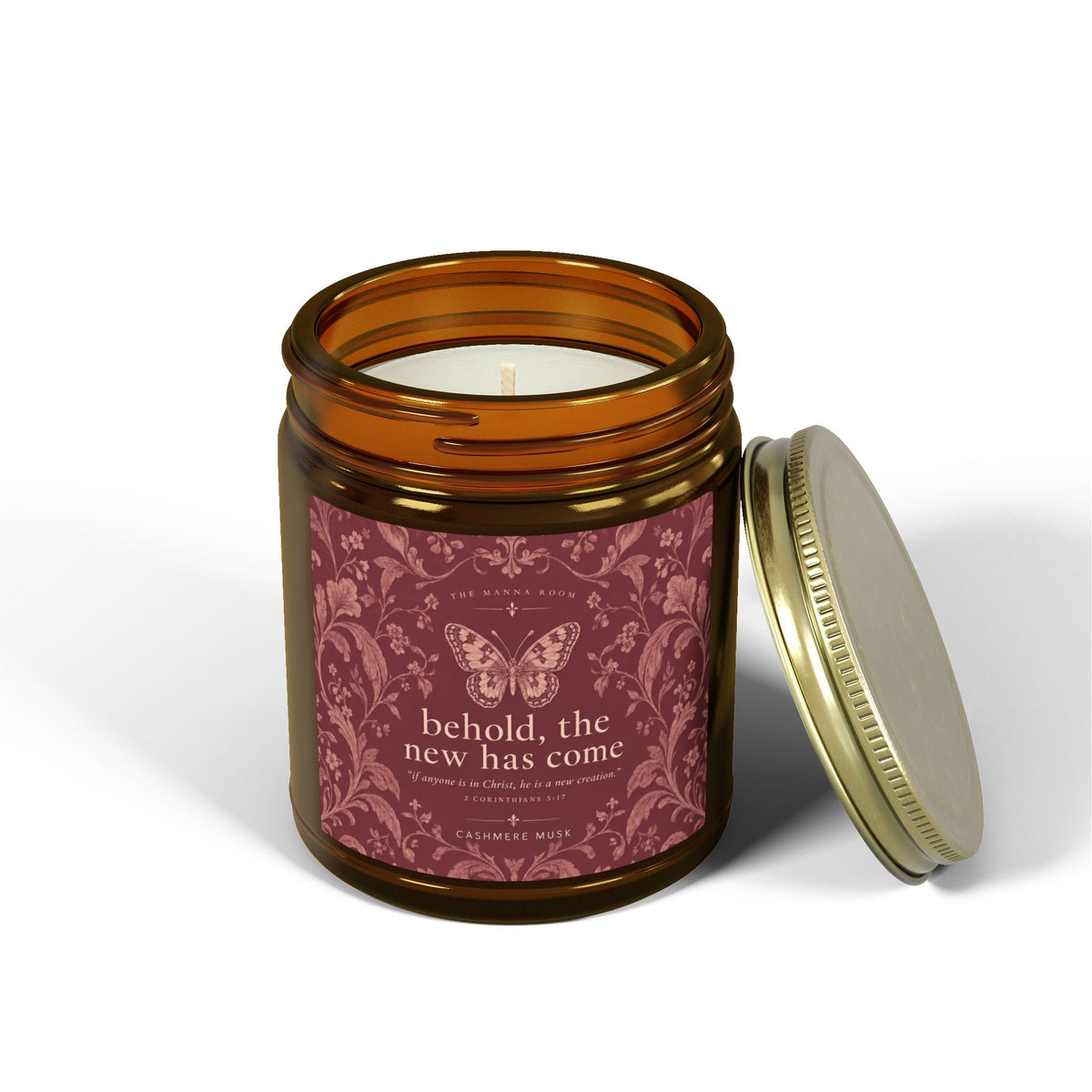 Coconut Apricot Scented Candle — 9oz Amber Jar (Behold The New Has Come)