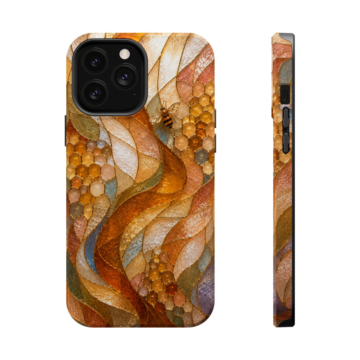 Abstract Amber Mosaic Phone Case — Magnetic Impact-Resistant iPhone Cover
