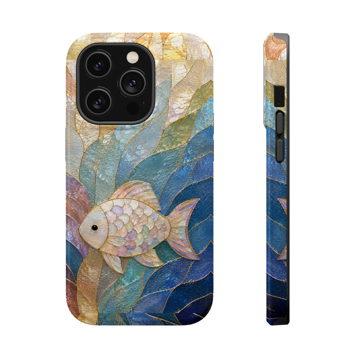Fish Mosaic Magnetic Phone Case — Impact-Resistant Ocean Art