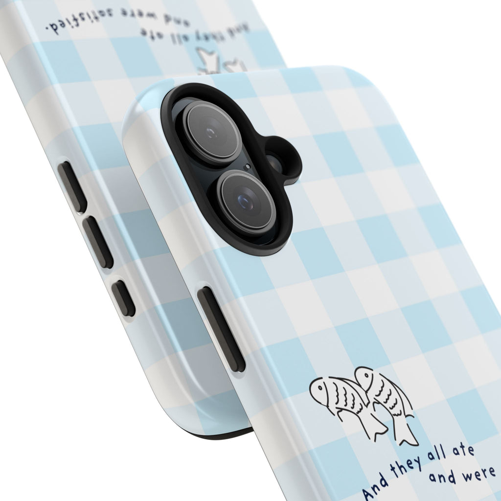 FISH AND LOAVES Gingham Phone Case (Blue)