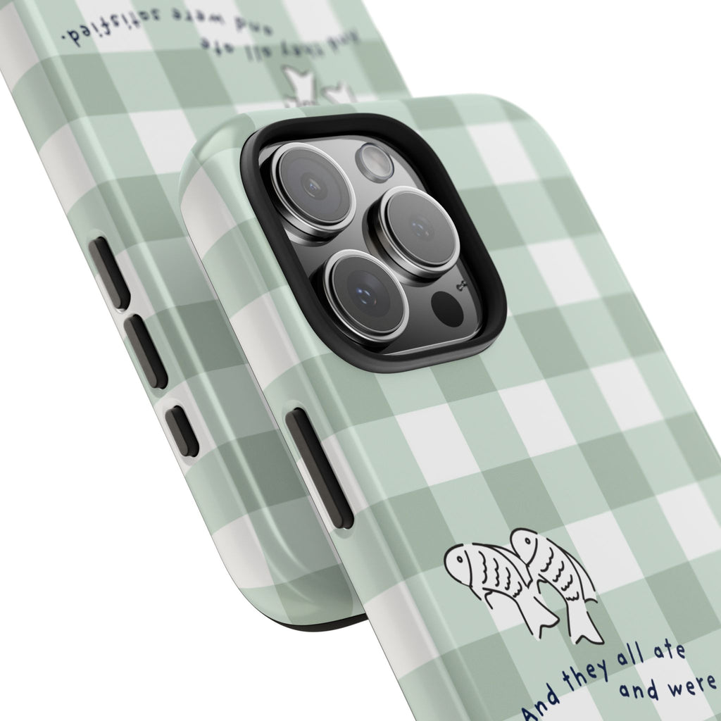 FISH AND LOAVES Gingham Phone Case (Green)