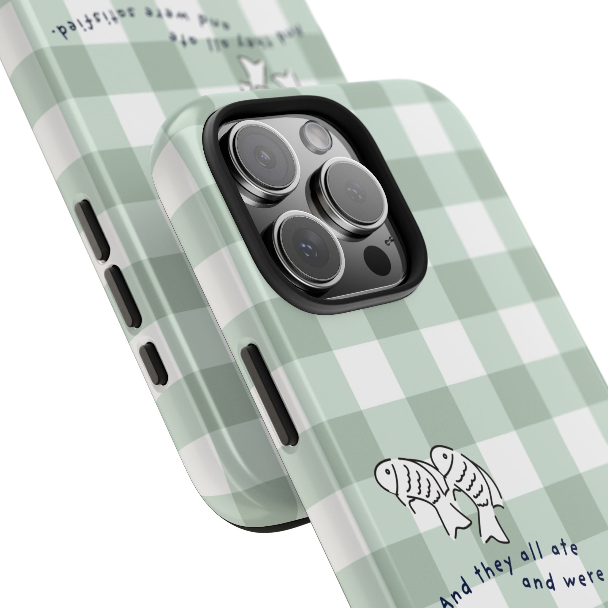 FISH AND LOAVES Gingham Phone Case (Green)
