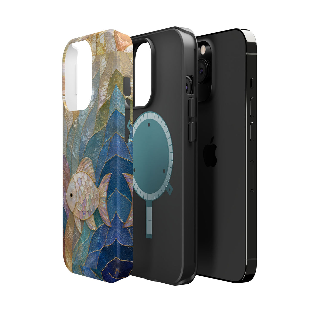 Fish Mosaic Magnetic Phone Case — Impact-Resistant Ocean Art