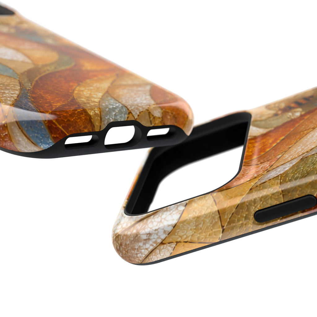 Abstract Amber Mosaic Phone Case — Magnetic Impact-Resistant iPhone Cover