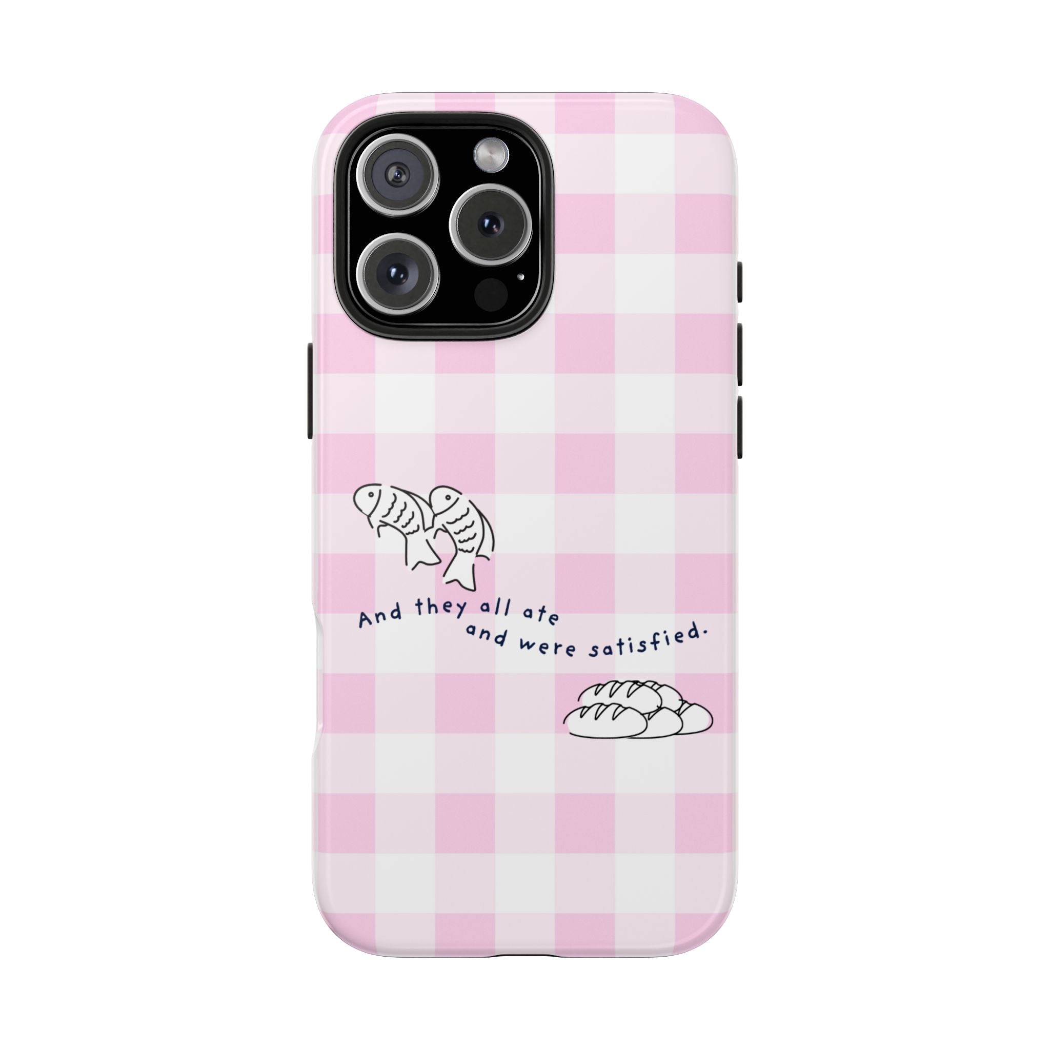 FISH AND LOAVES Gingham Phone Case (Pink)