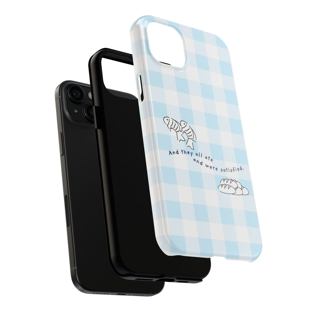FISH AND LOAVES Gingham Phone Case (Blue)