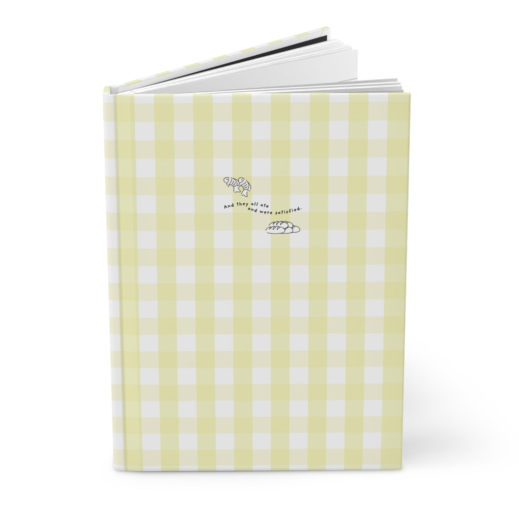 Yellow Gingham Christian Journal | Matthew 14:20 Hardcover Notebook | Bible Study Journal | Faith Gift for Women | Prayer Journal | Christian Stationery