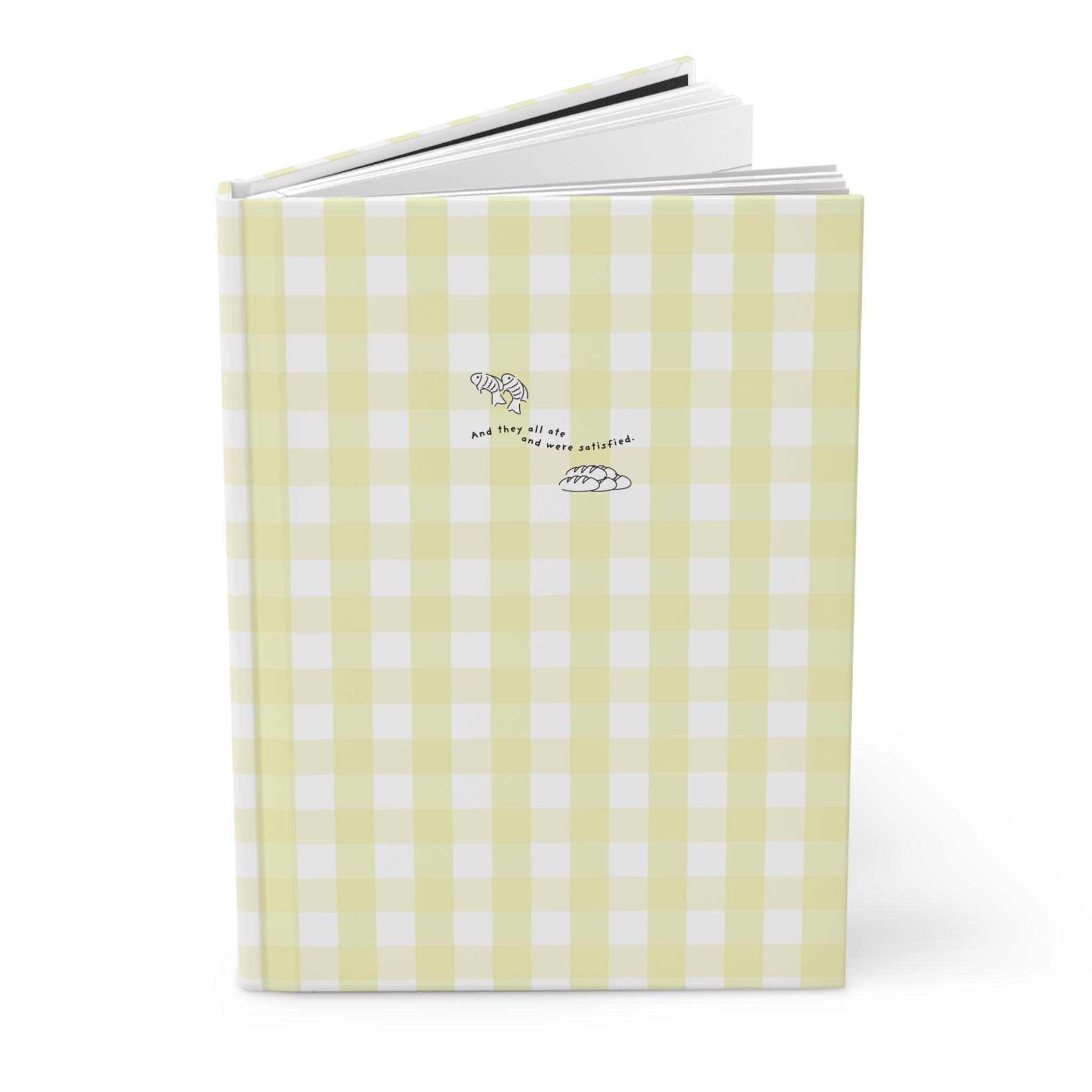 Yellow Gingham Christian Journal | Matthew 14:20 Hardcover Notebook | Bible Study Journal | Faith Gift for Women | Prayer Journal | Christian Stationery