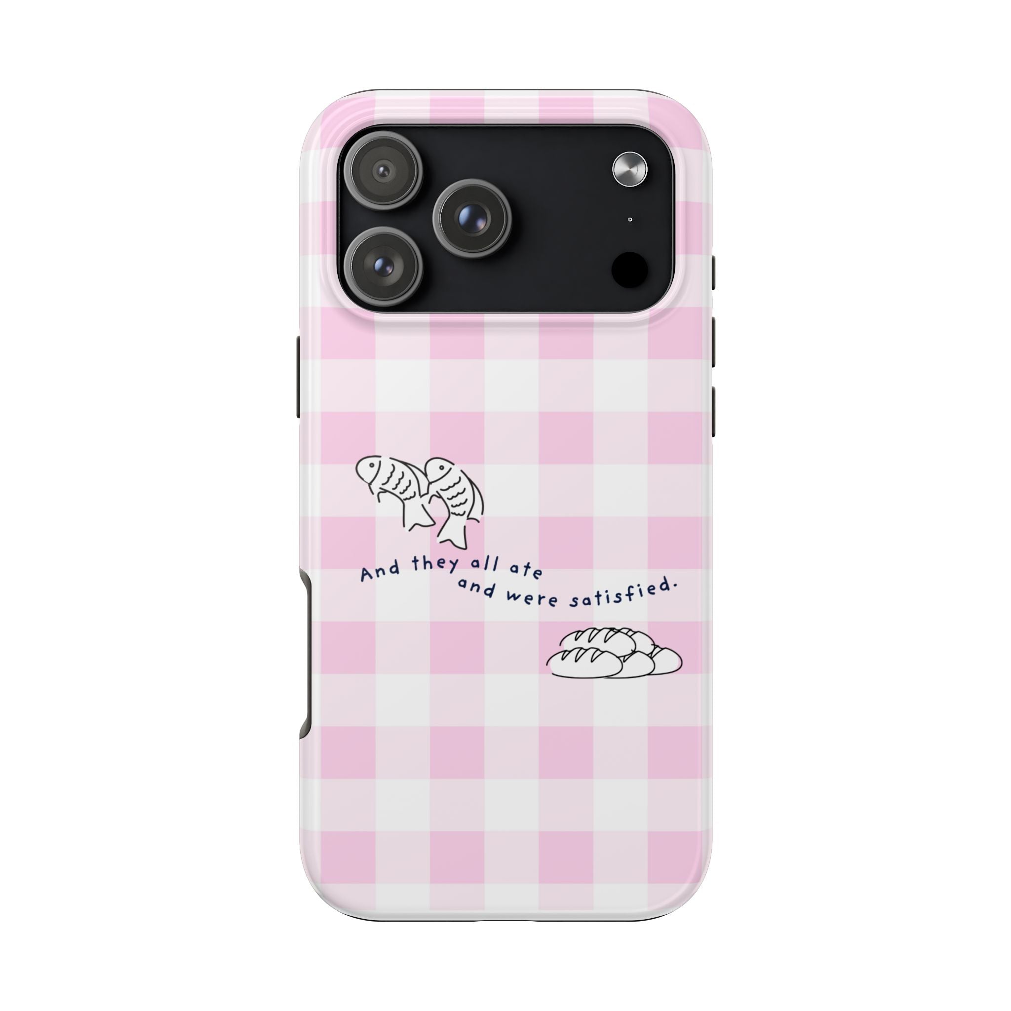 FISH AND LOAVES Gingham Phone Case (Pink)