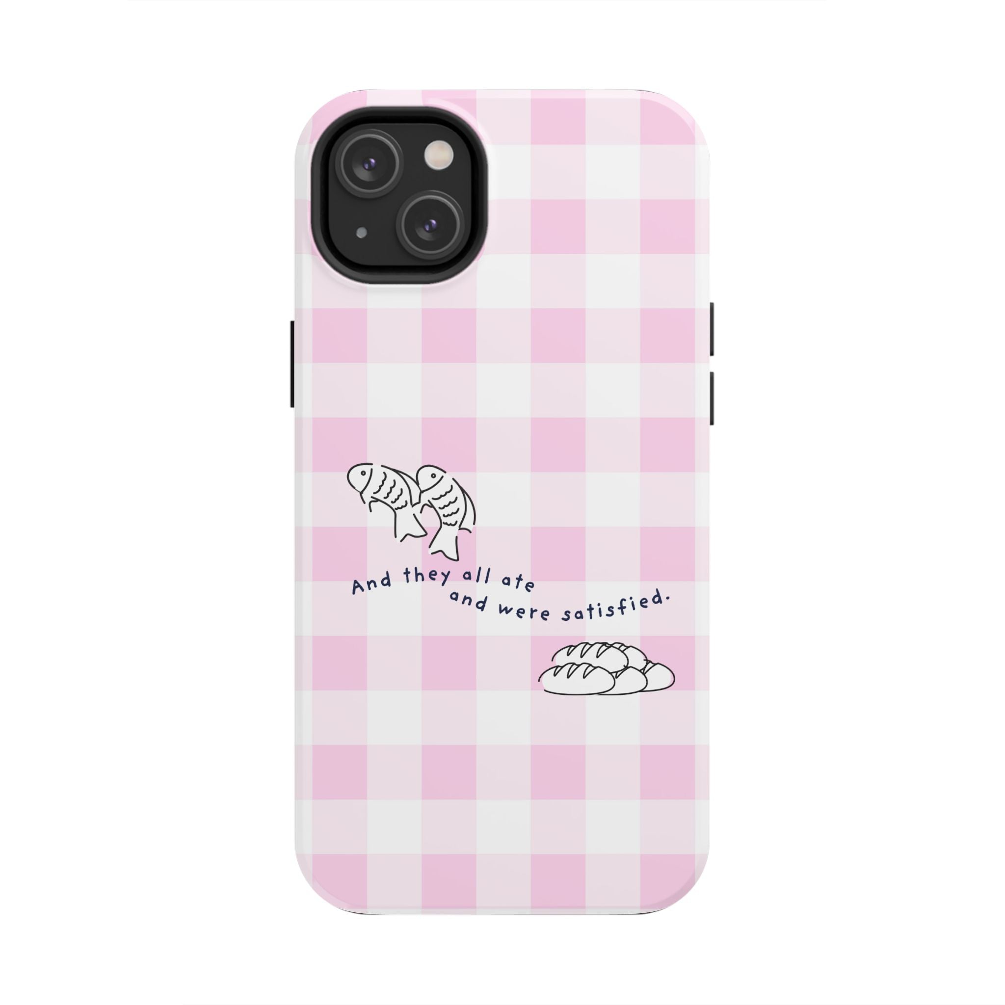 FISH AND LOAVES Gingham Phone Case (Pink)