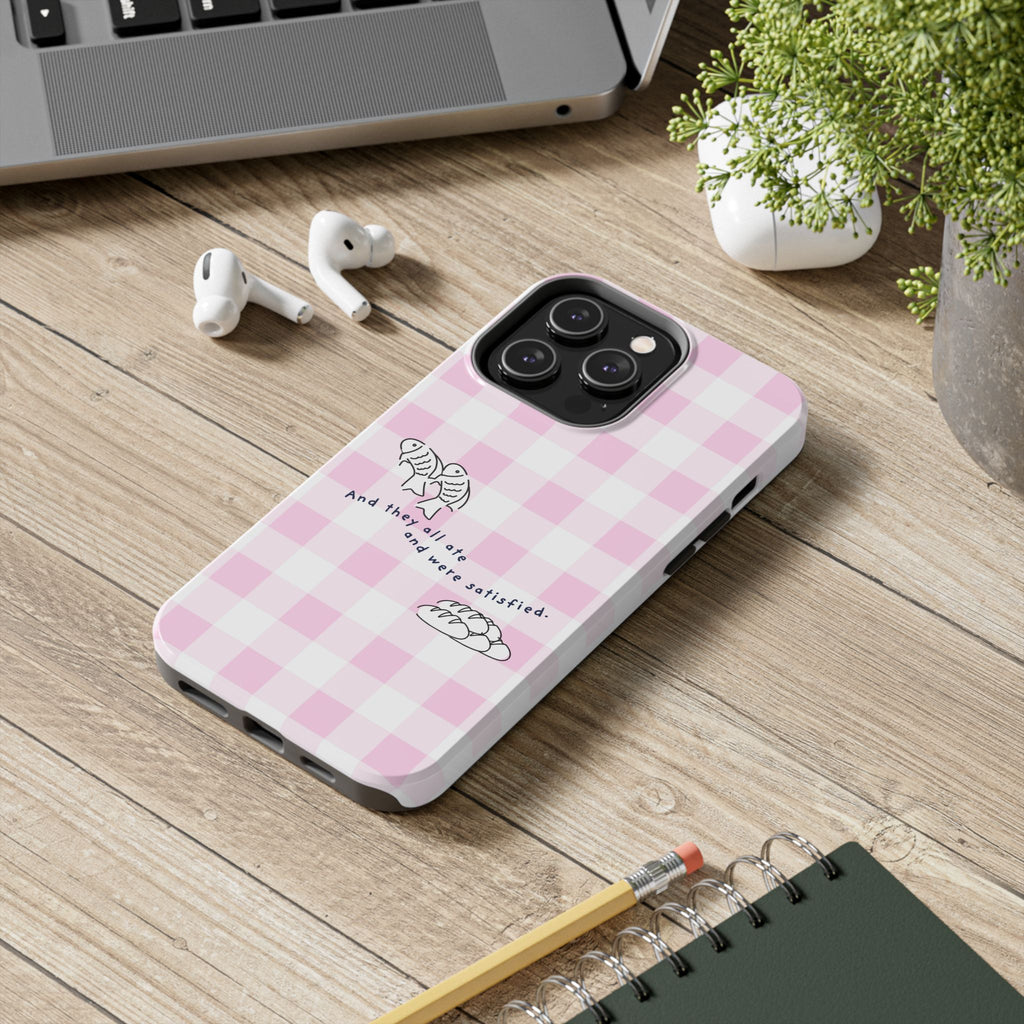 FISH AND LOAVES Gingham Phone Case (Pink)