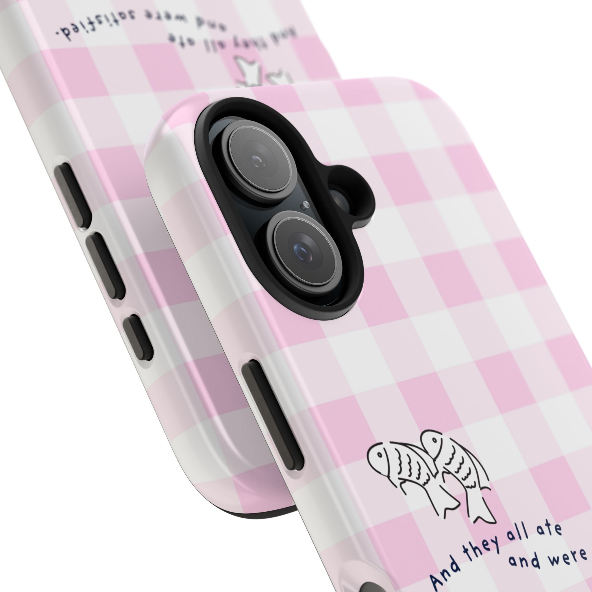 FISH AND LOAVES Gingham Phone Case (Pink)