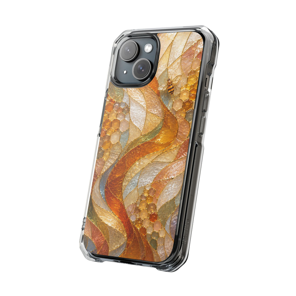 Clear Magnetic Phone Case — Autumn Mosaic Swirl Design