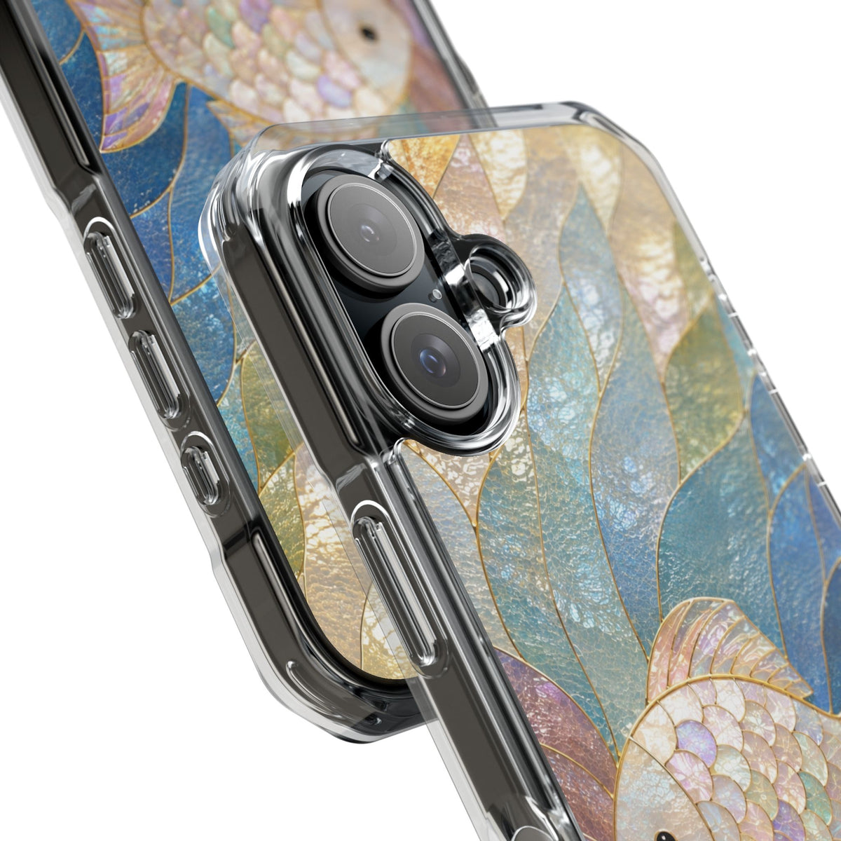 Trust and Know Clear Magnetic Phone Case — Iridescent Fish Mosaic Design