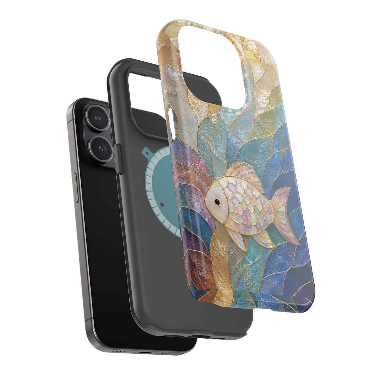 Fish Mosaic Magnetic Phone Case — Impact-Resistant Ocean Art
