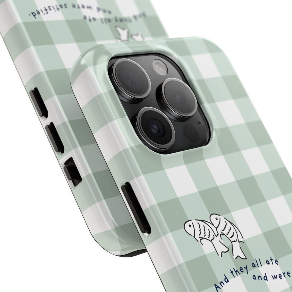 FISH AND LOAVES Gingham Phone Case (Green)