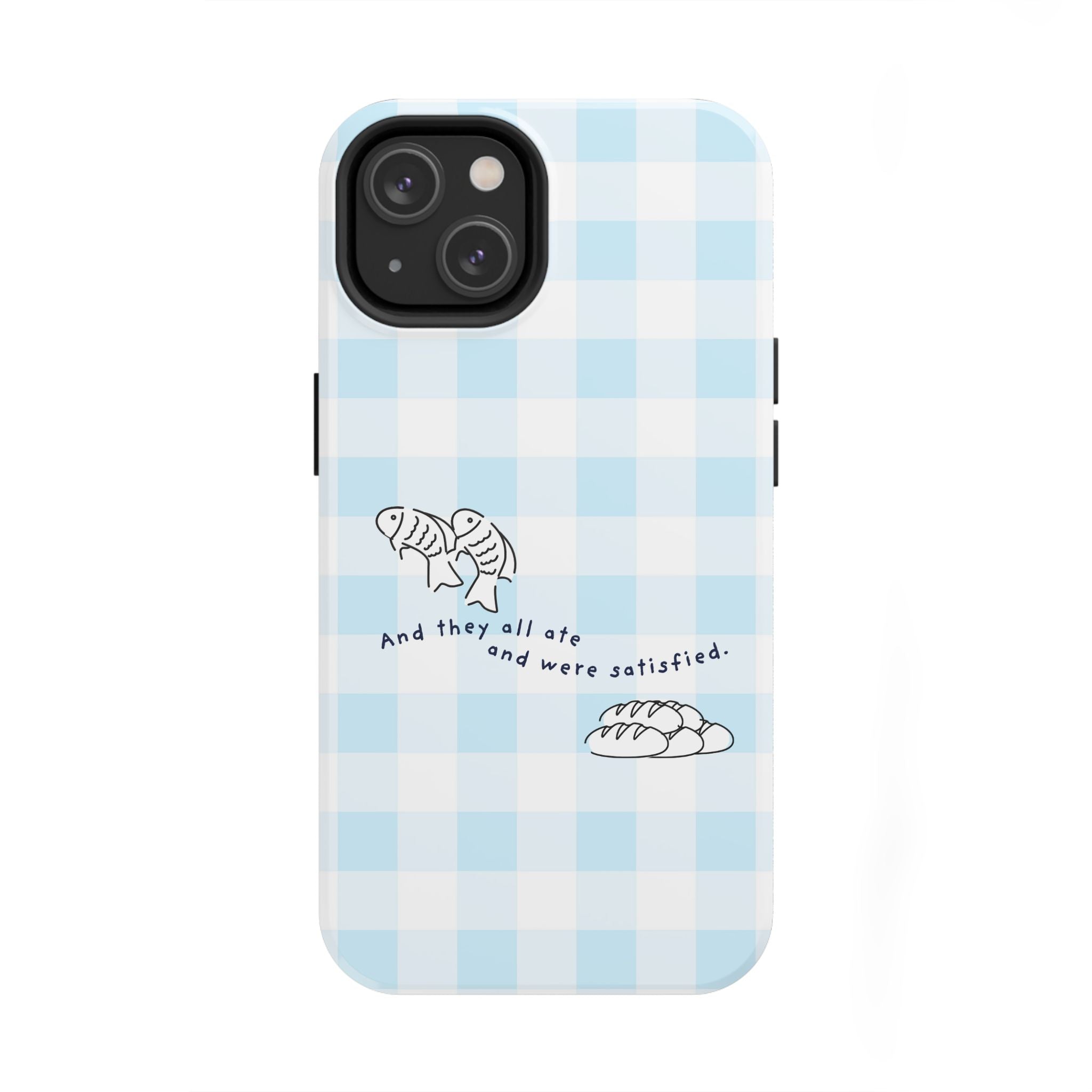 FISH AND LOAVES Gingham Phone Case (Blue)