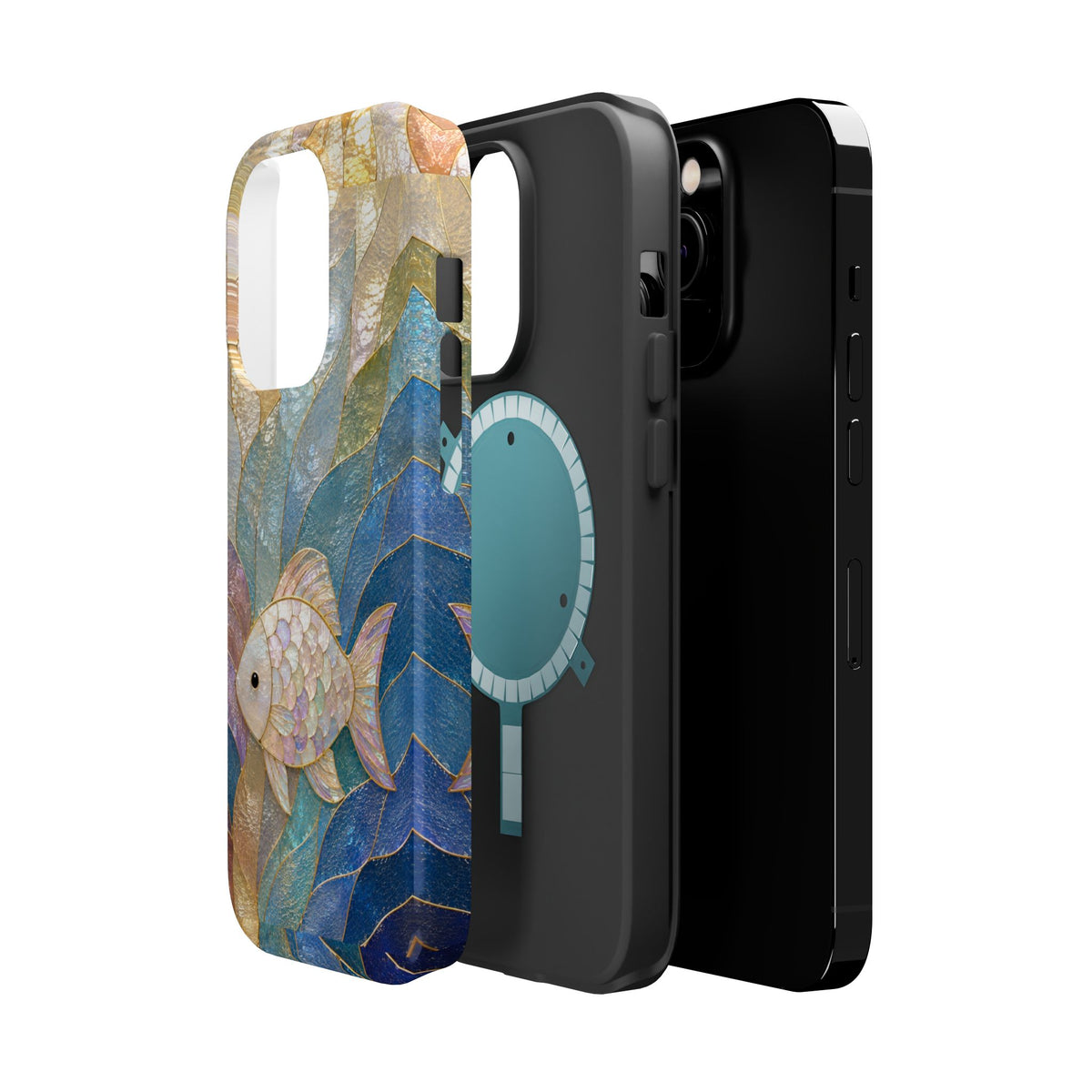 Fish Mosaic Magnetic Phone Case — Impact-Resistant Ocean Art