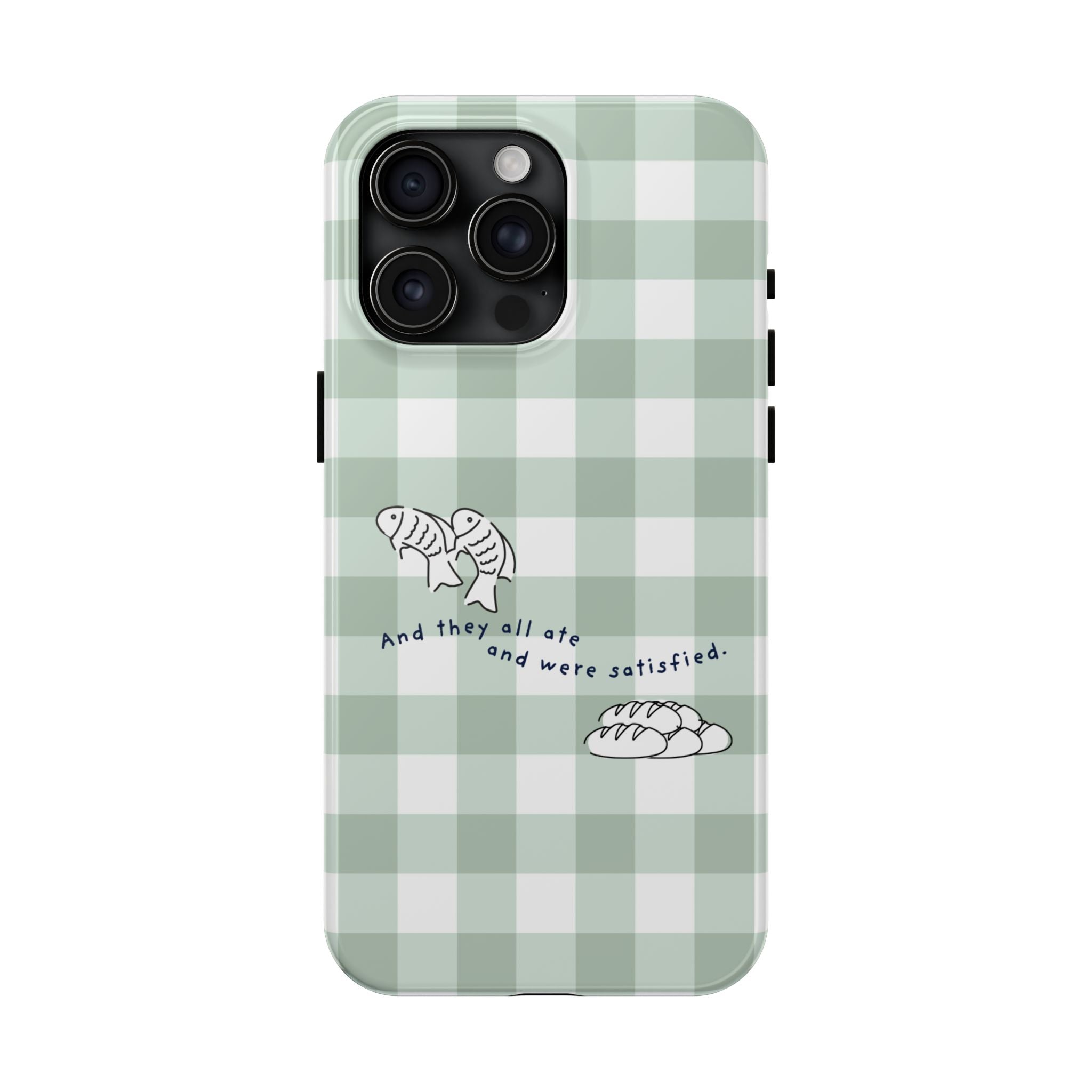 FISH AND LOAVES Gingham Phone Case (Green)