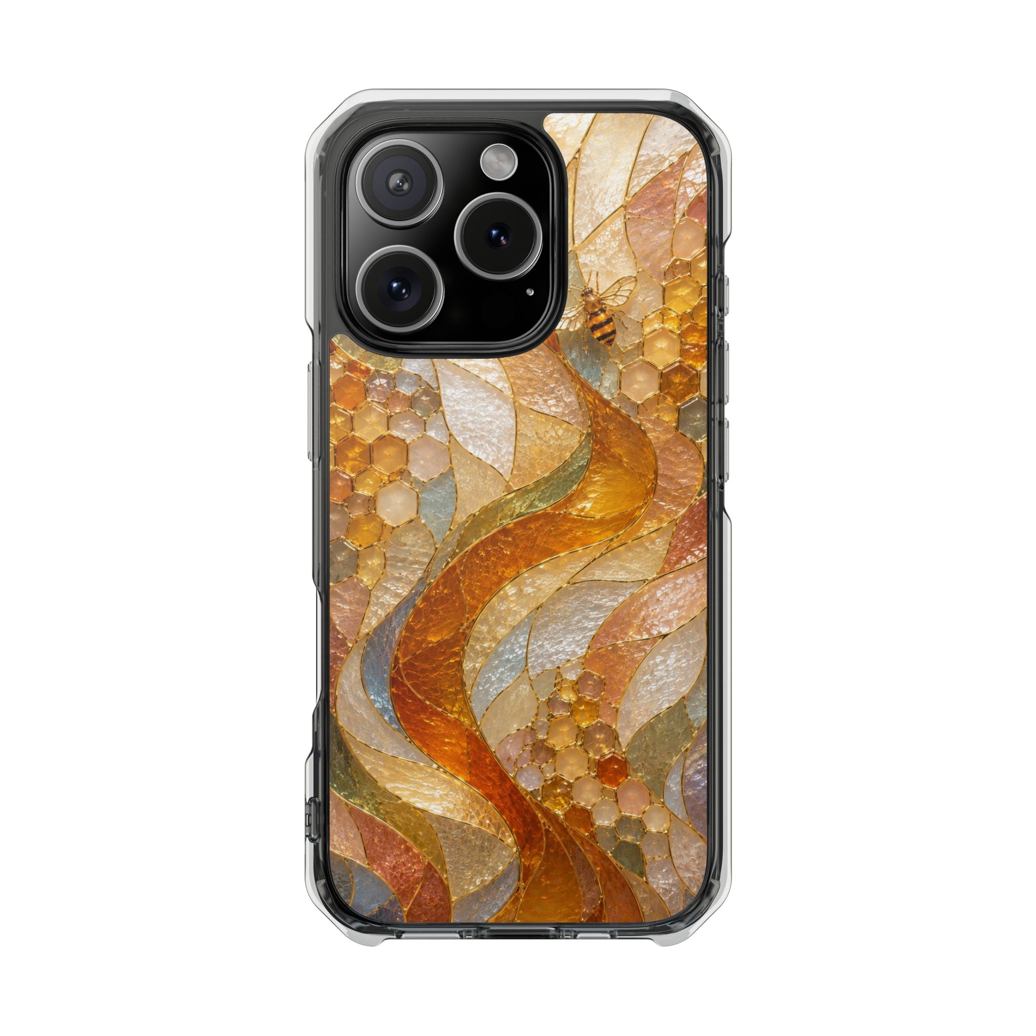 Clear Magnetic Phone Case — Autumn Mosaic Swirl Design
