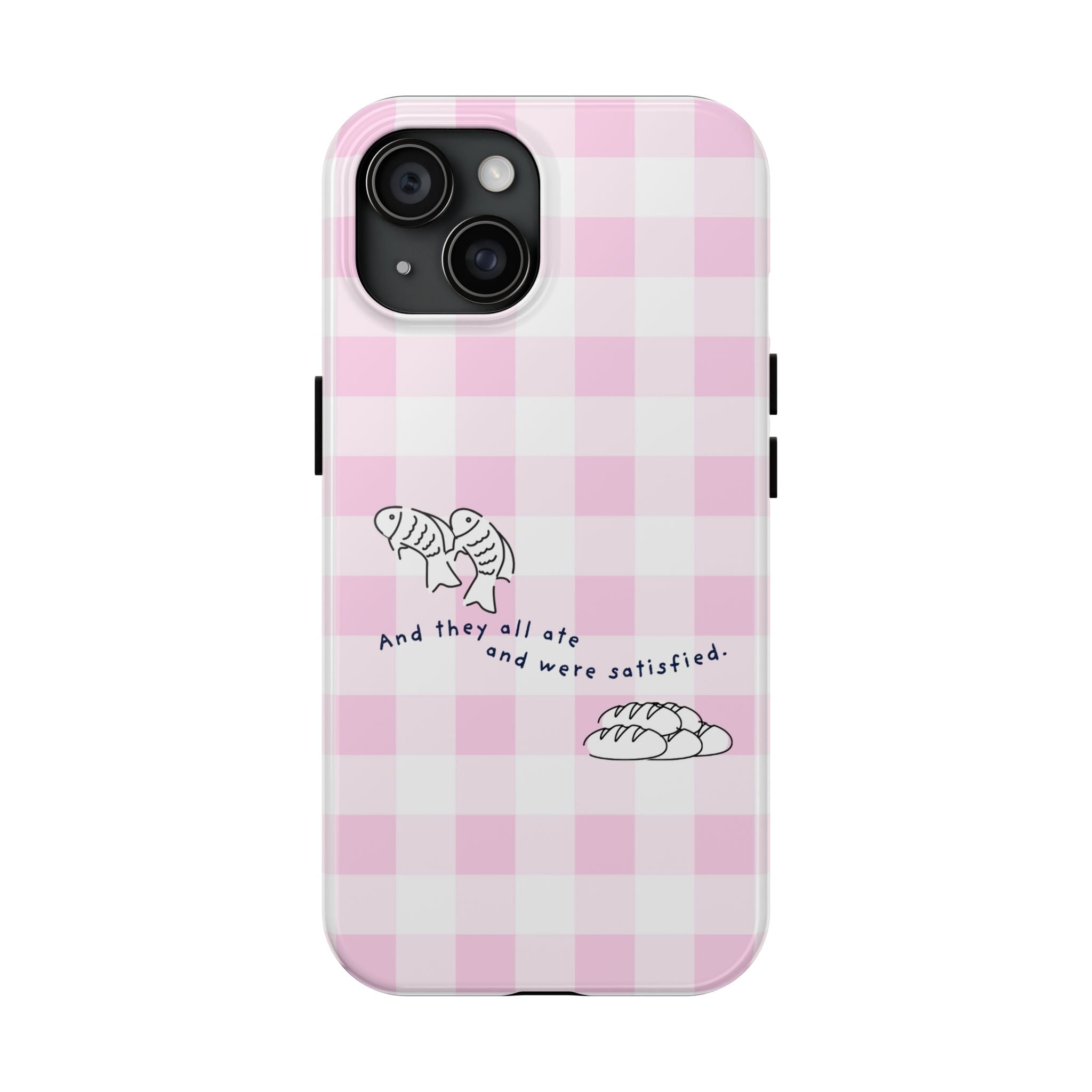 FISH AND LOAVES Gingham Phone Case (Pink)