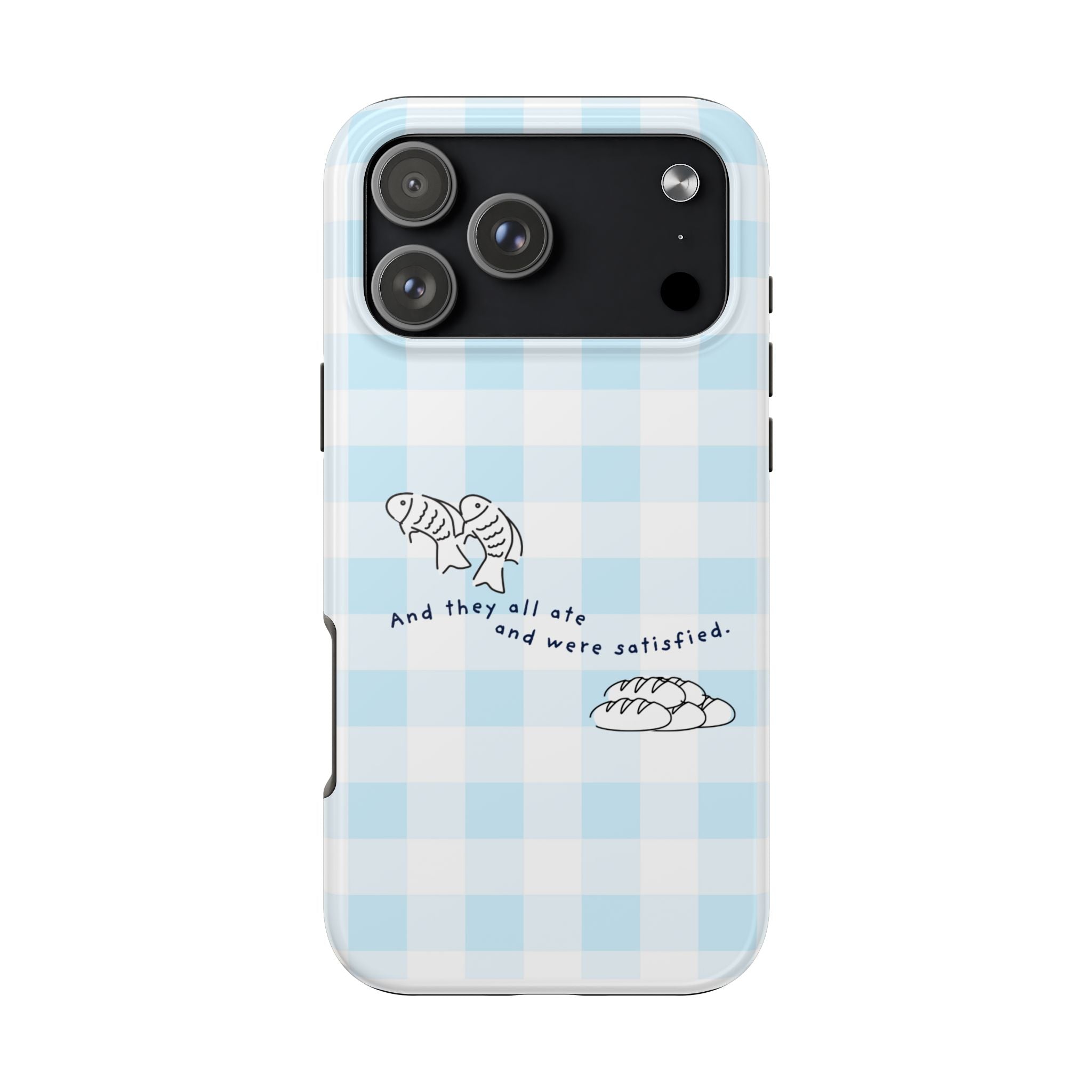 FISH AND LOAVES Gingham Phone Case (Blue)