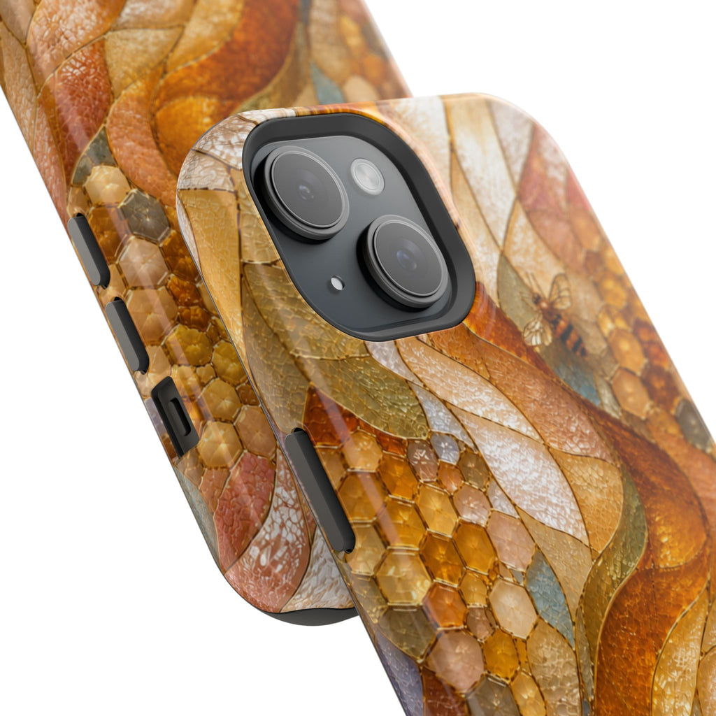 Abstract Amber Mosaic Phone Case — Magnetic Impact-Resistant iPhone Cover