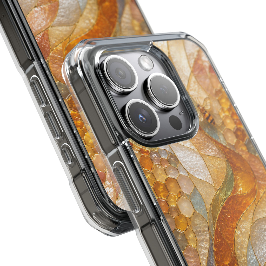 Clear Magnetic Phone Case — Autumn Mosaic Swirl Design