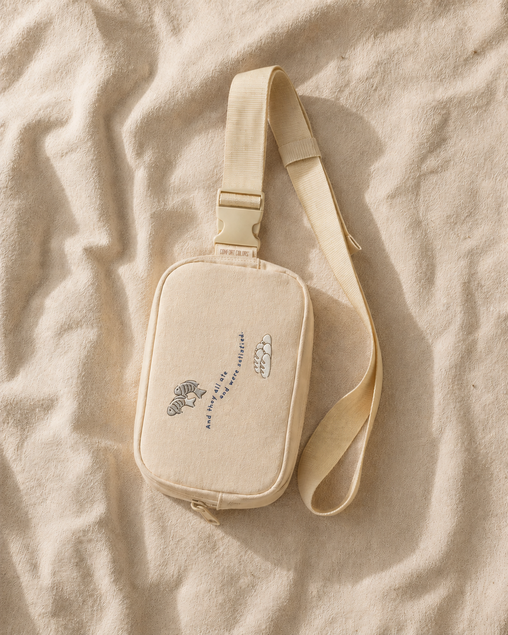 Embroidered Christian Belt Bag | Fish & Loaves Crossbody Sling Bag | Matthew 14:20 Faith Bag | Bible Study Bag | Everyday Christian Gift