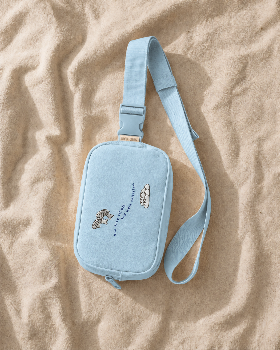 Embroidered Christian Belt Bag | Fish & Loaves Crossbody Sling Bag | Matthew 14:20 Faith Bag | Bible Study Bag | Everyday Christian Gift