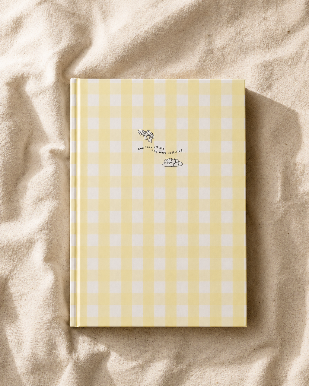 Yellow Gingham Christian Journal | Matthew 14:20 Hardcover Notebook | Bible Study Journal | Faith Gift for Women | Prayer Journal | Christian Stationery