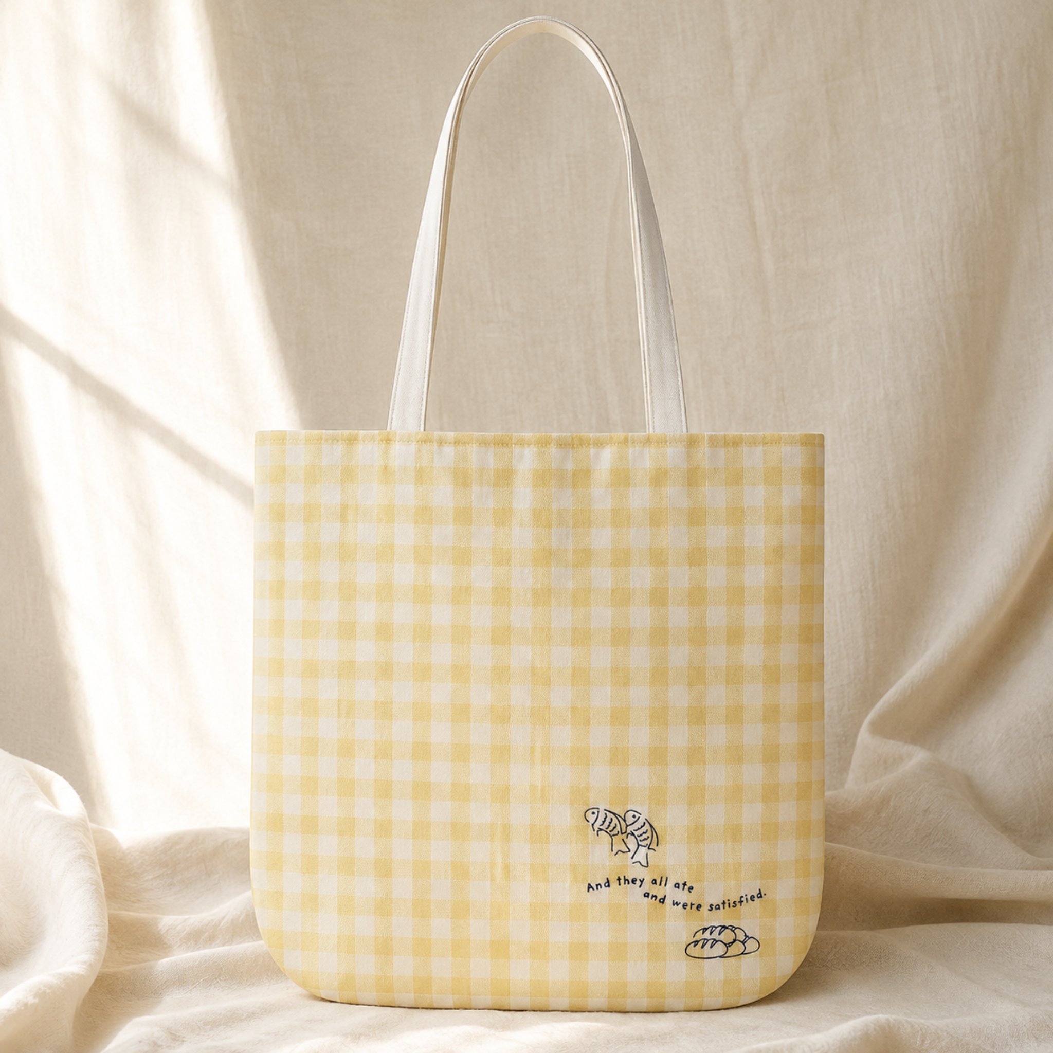 Christian Tote Bag | Fish & Loaves Bible Study Bag | Matthew 14:20 Canvas Tote | Church Bag | Everyday Faith Tote | Christian Gift