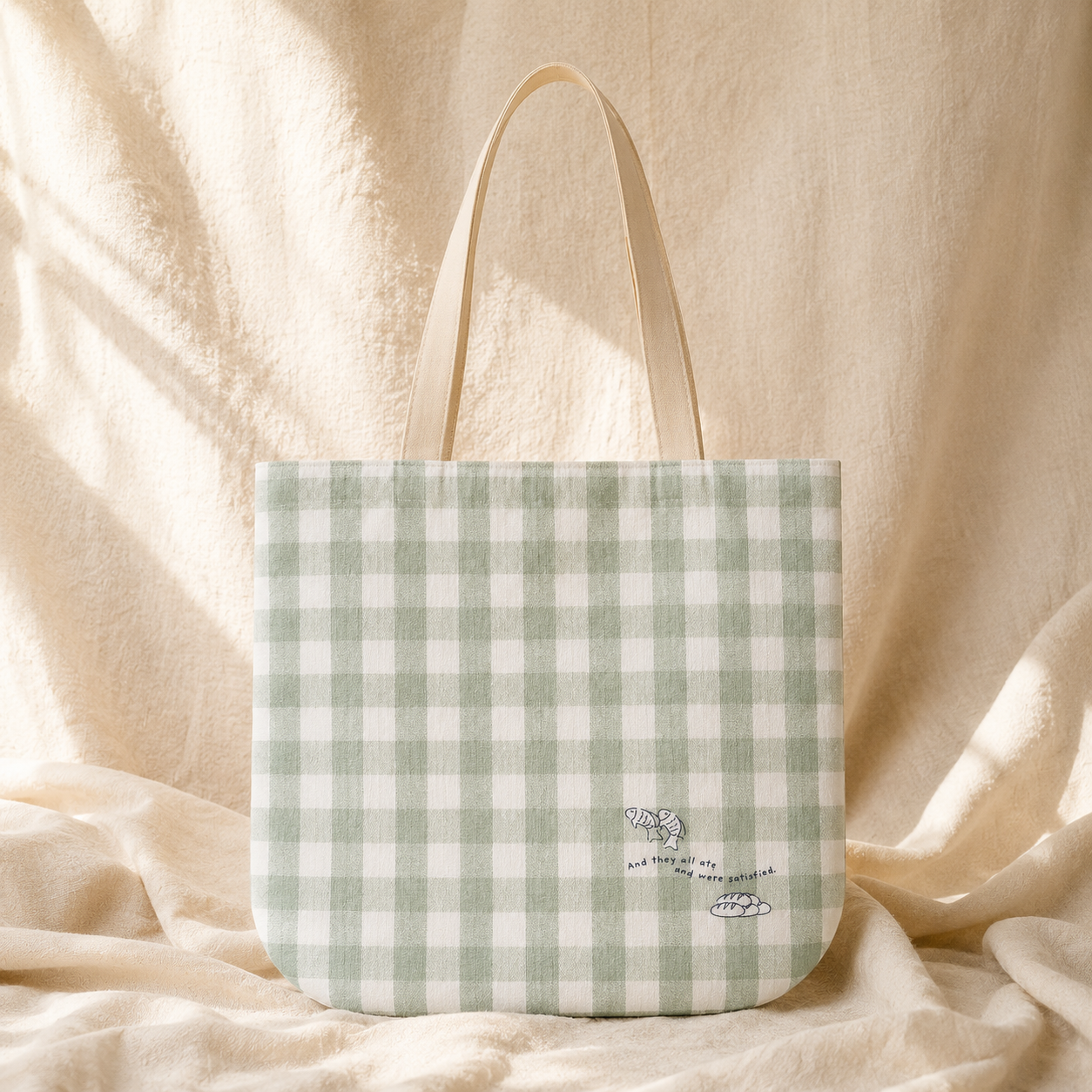 Christian Tote Bag | Fish & Loaves Bible Study Bag | Matthew 14:20 Canvas Tote | Church Bag | Everyday Faith Tote | Christian Gift