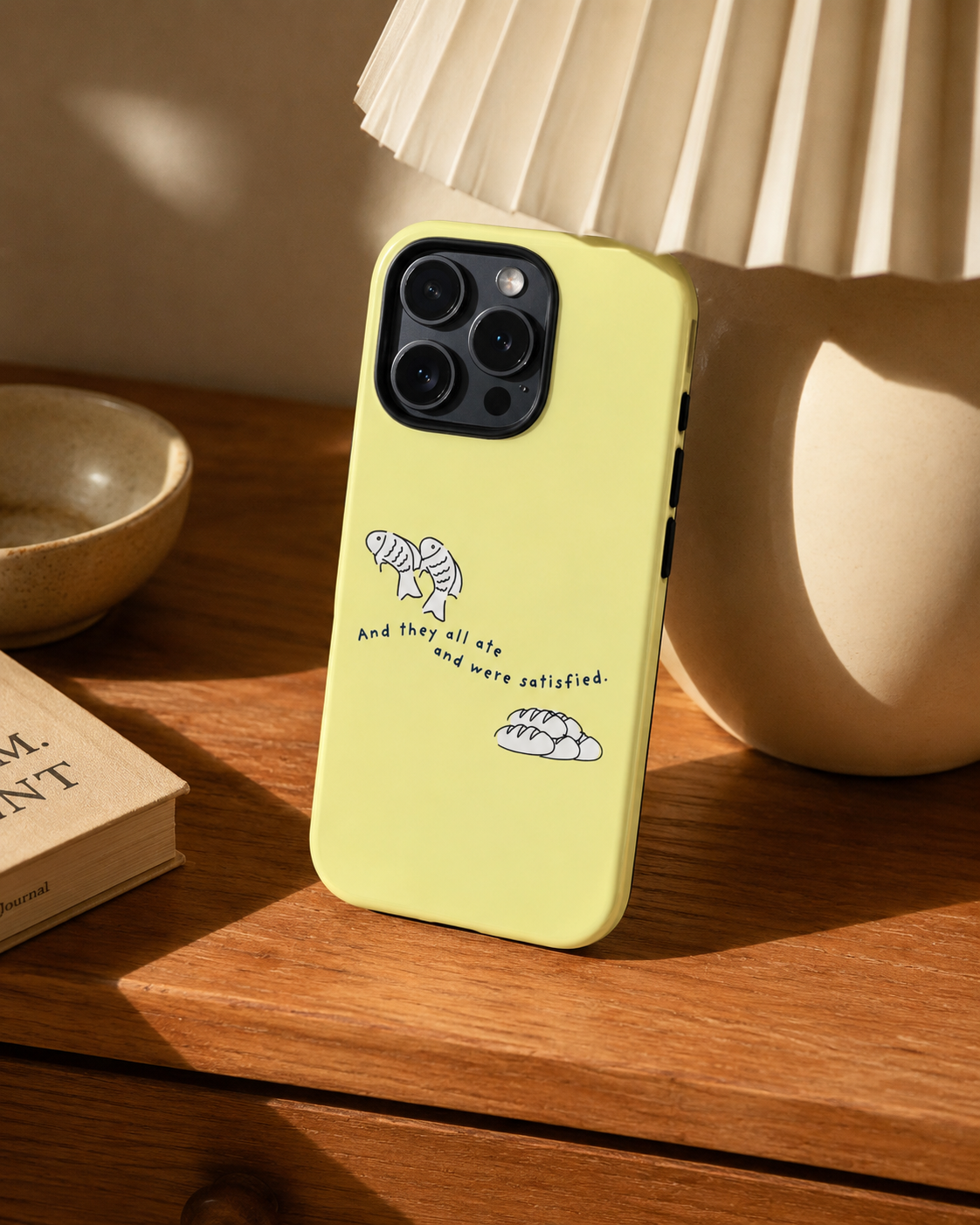 Fish and Loaves iPhone Case, Butter Yellow Coastal Faith Cover