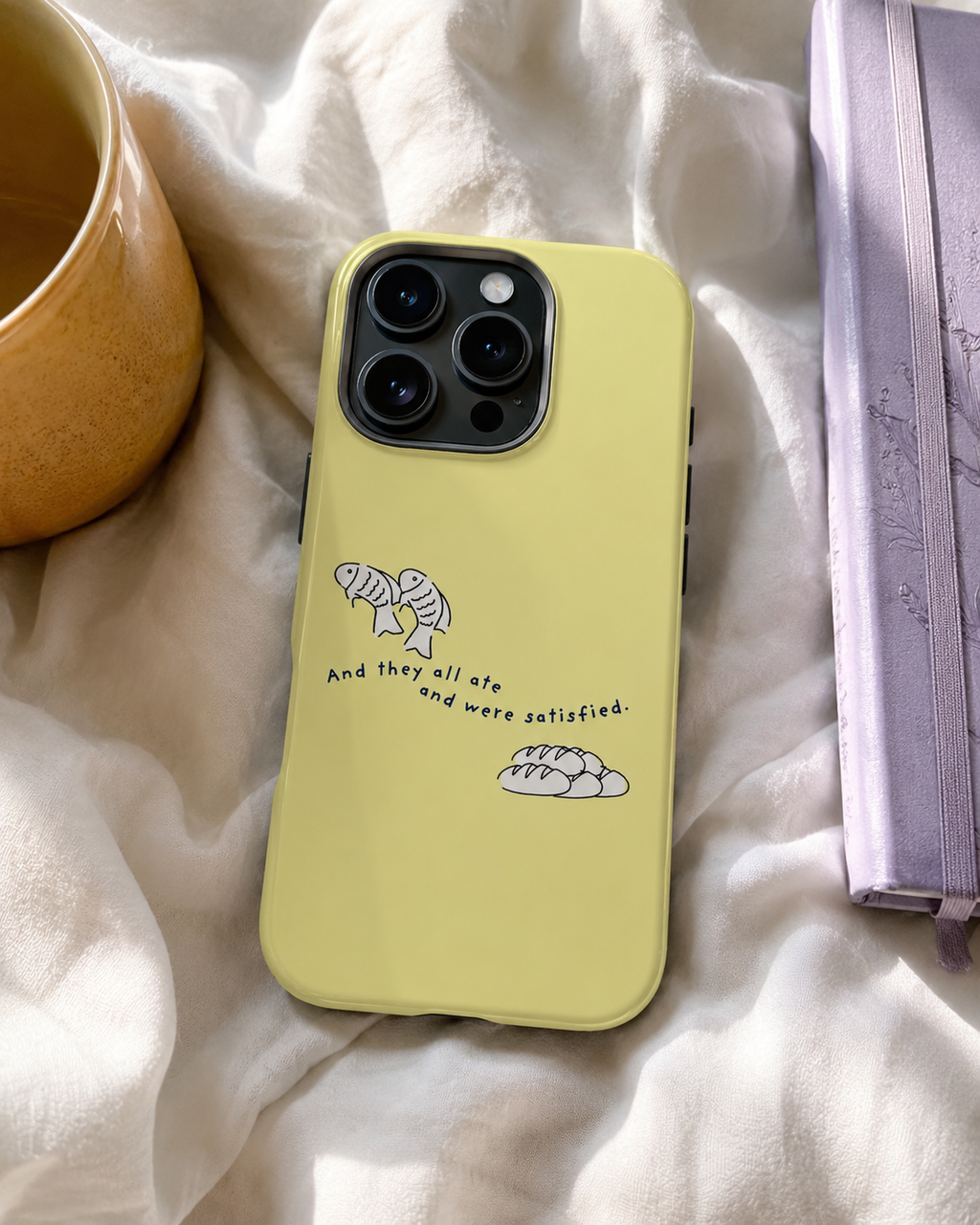 Fish and Loaves iPhone Case, Butter Yellow Coastal Faith Cover