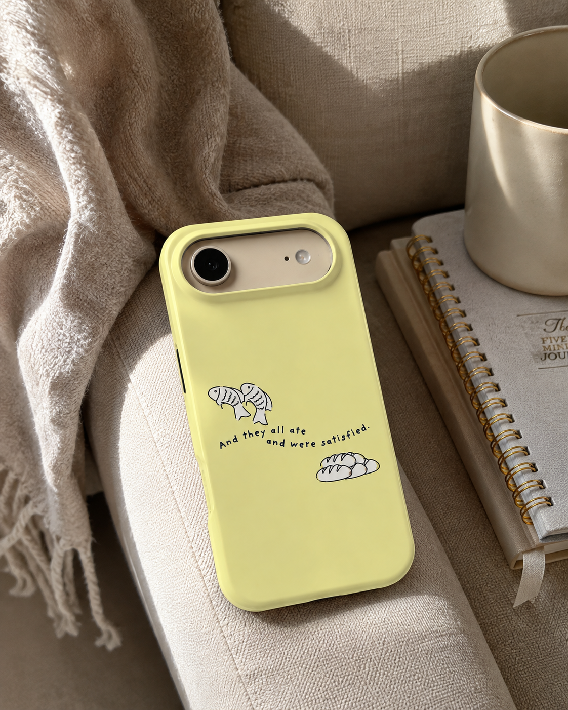 Fish and Loaves iPhone Case, Butter Yellow Coastal Faith Cover