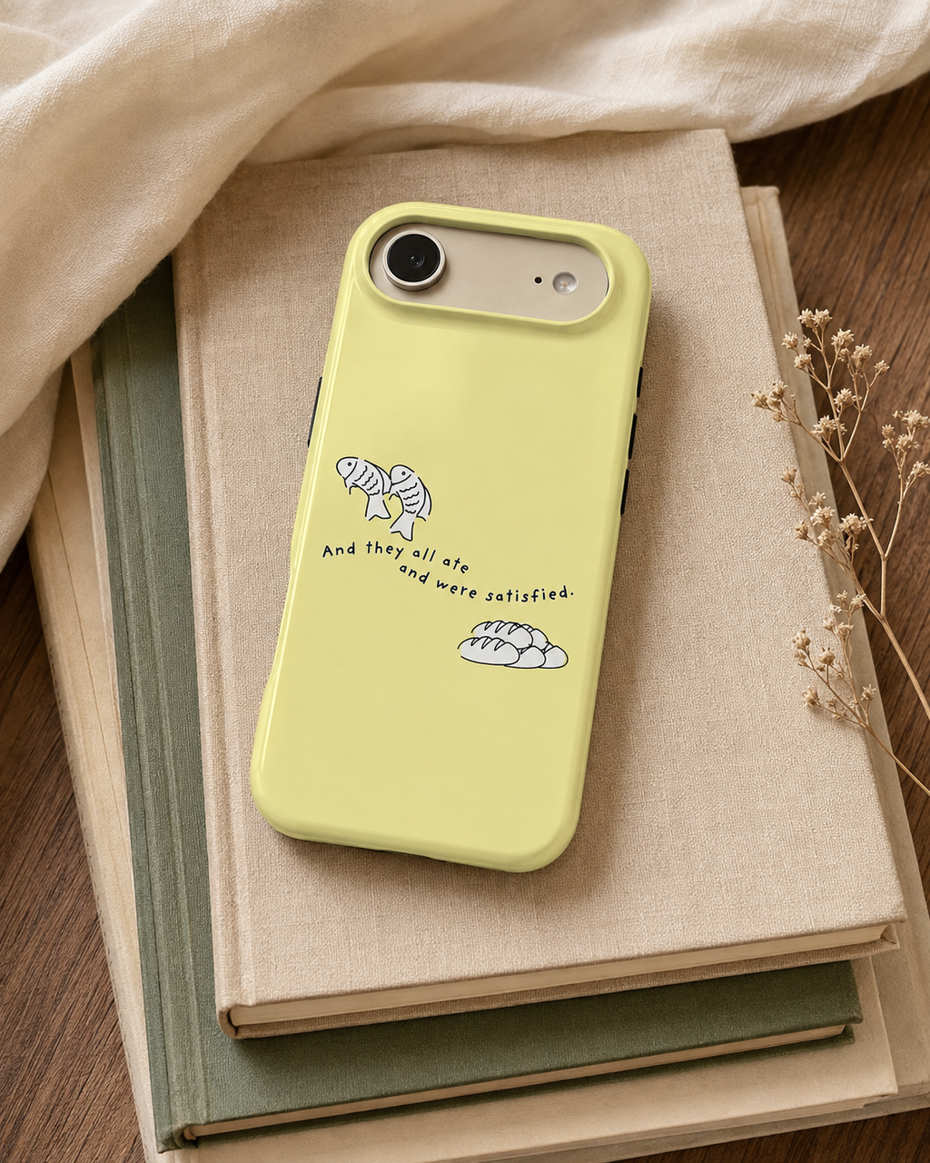 Fish and Loaves iPhone Case, Butter Yellow Coastal Faith Cover
