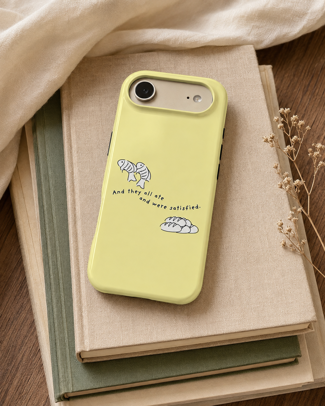 Fish and Loaves iPhone Case, Butter Yellow Coastal Faith Cover