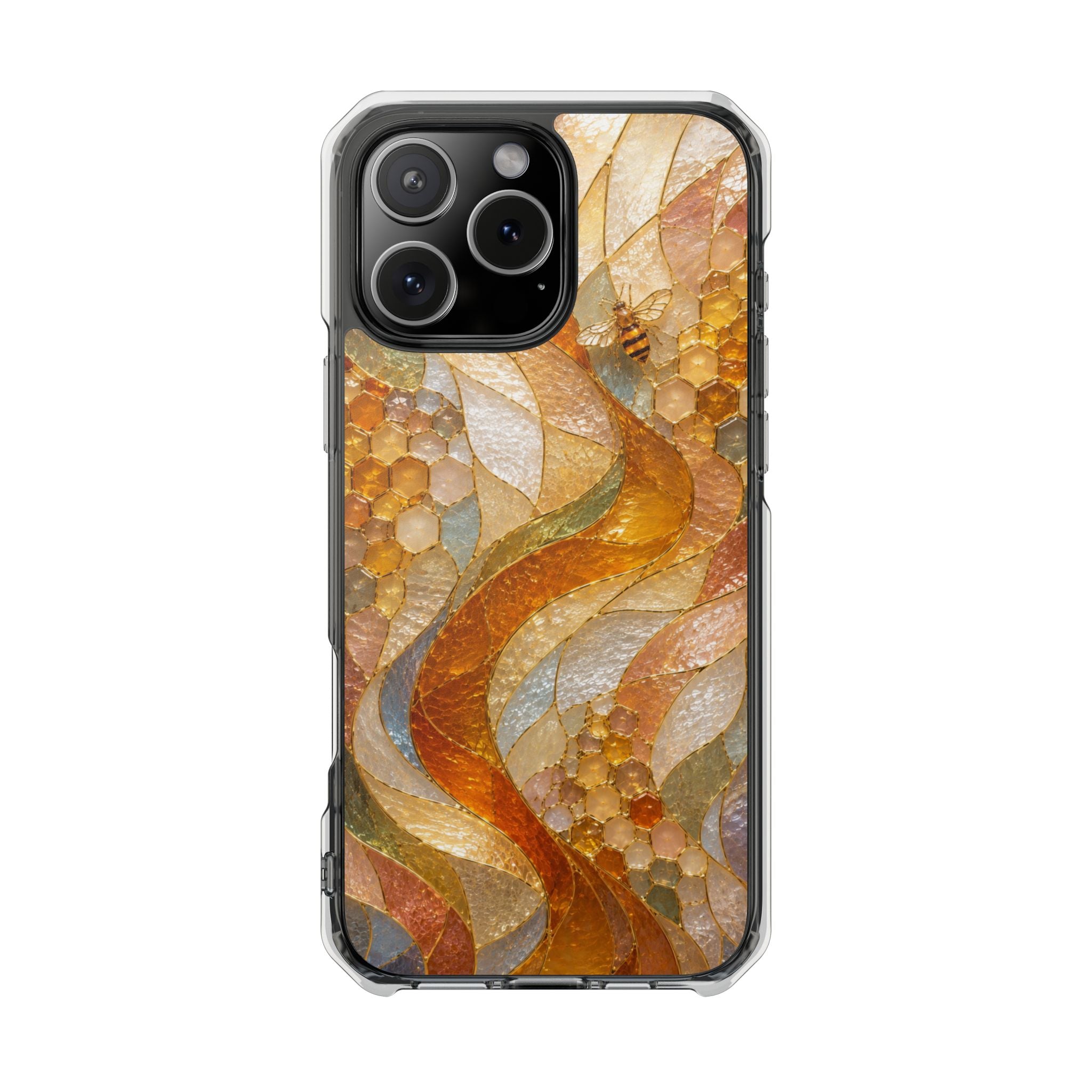Clear Magnetic Phone Case — Autumn Mosaic Swirl Design