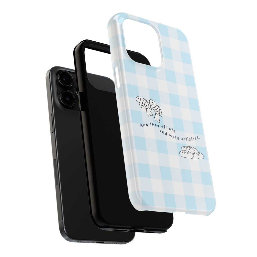 FISH AND LOAVES Gingham Phone Case (Blue)