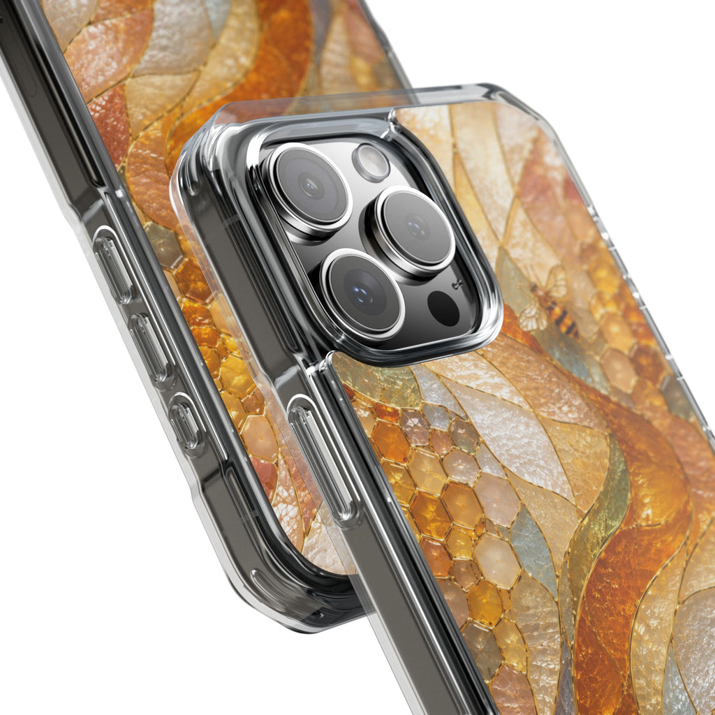 Clear Magnetic Phone Case — Autumn Mosaic Swirl Design