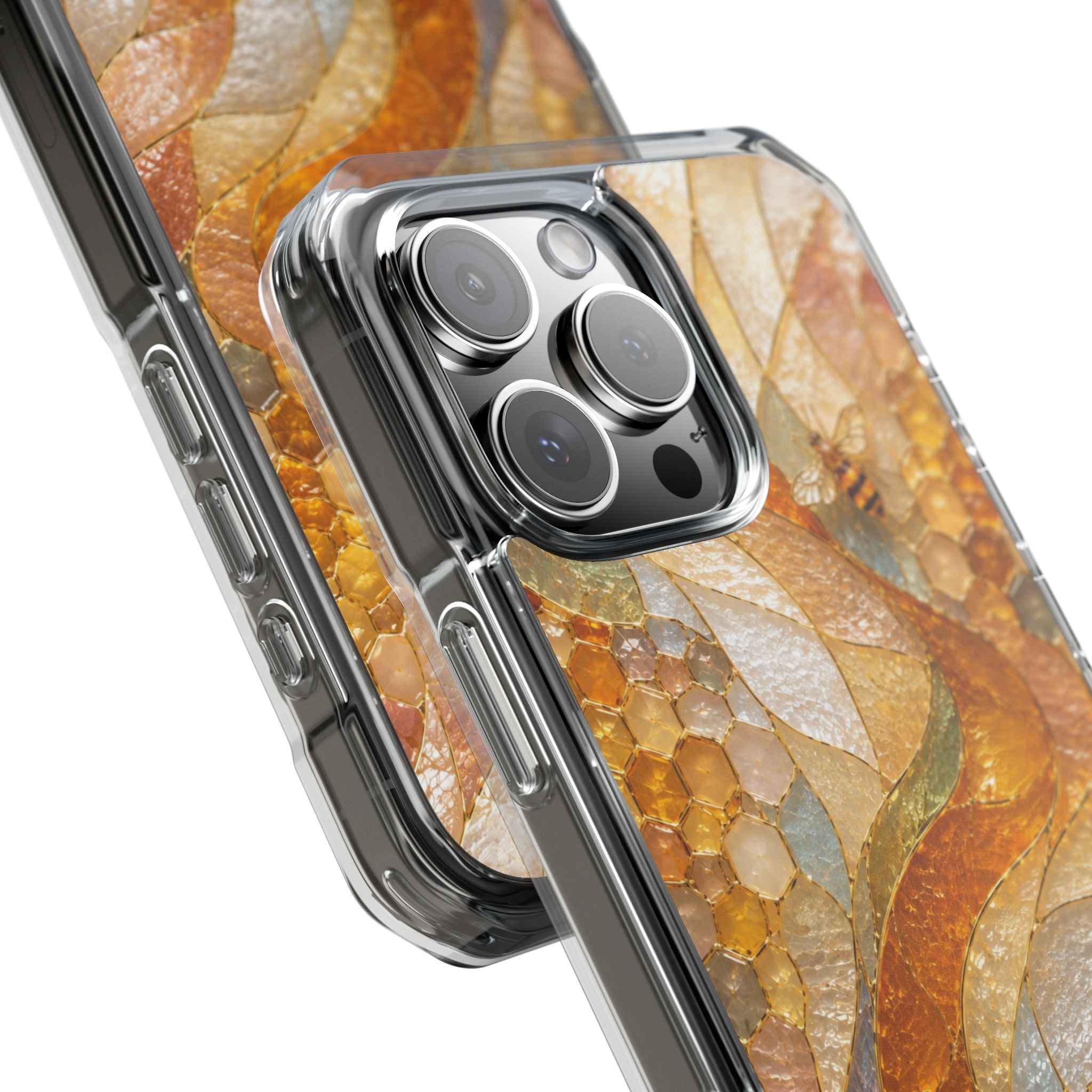 Clear Magnetic Phone Case — Autumn Mosaic Swirl Design