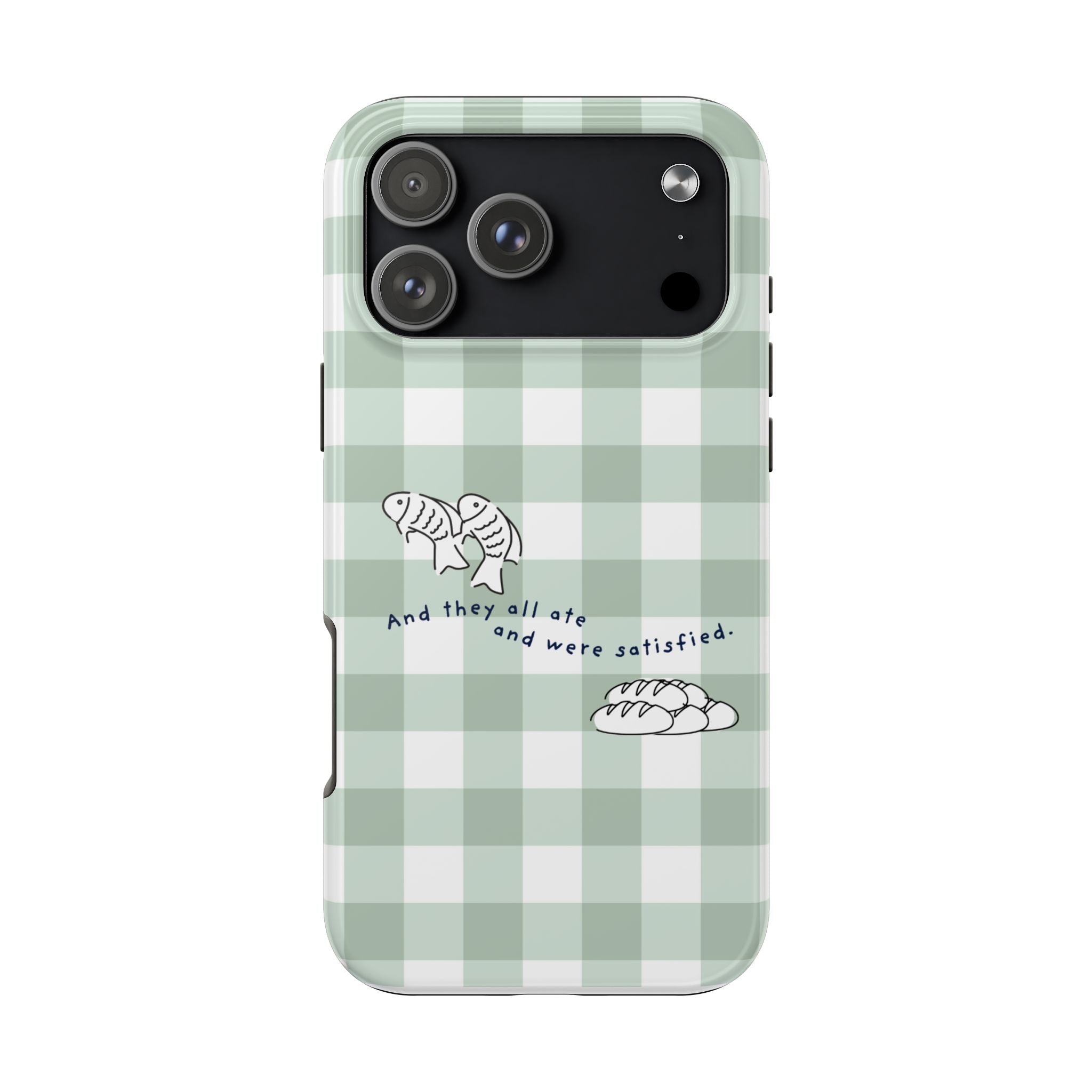 FISH AND LOAVES Gingham Phone Case (Green)