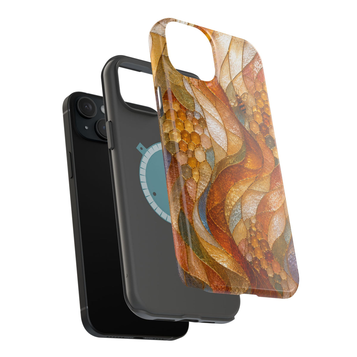 Abstract Amber Mosaic Phone Case — Magnetic Impact-Resistant iPhone Cover