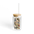 He Calms the Waves 16 oz Glass Tumbler with Bamboo Lid & Straw | Christian Iced Coffee & Matcha Cup