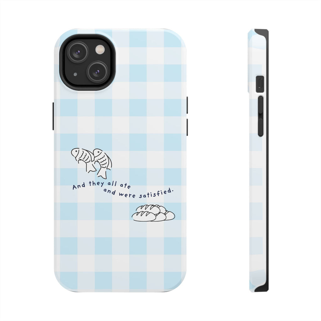FISH AND LOAVES Gingham Phone Case (Blue)