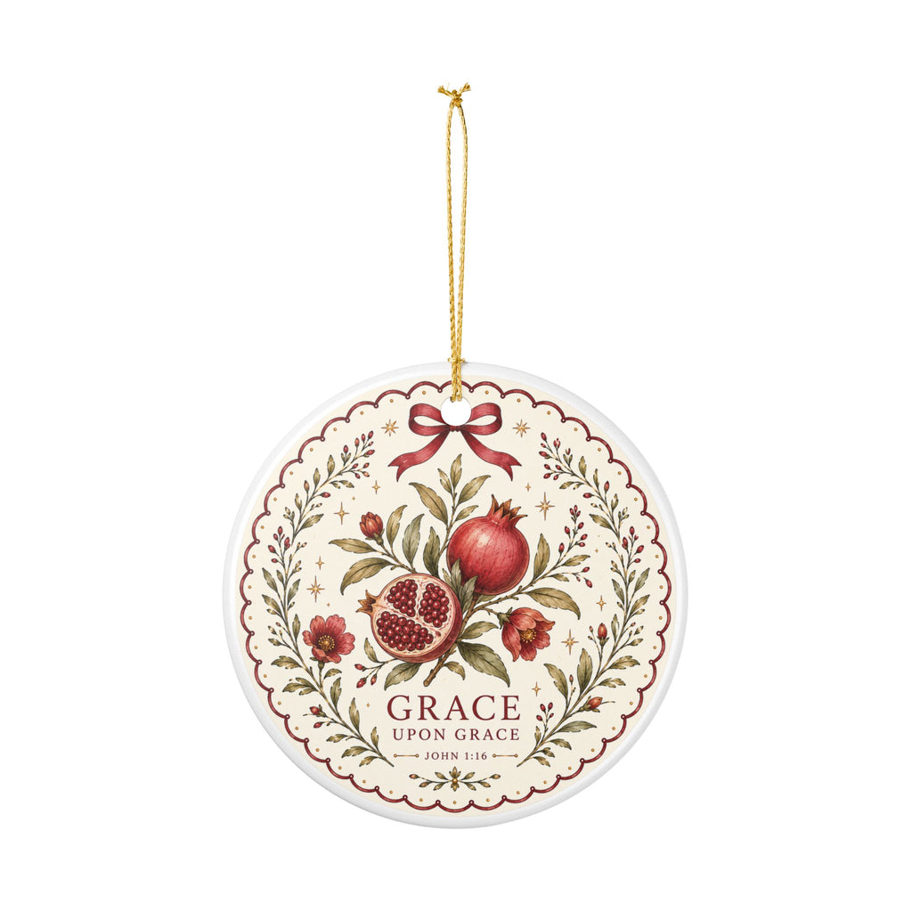 Grace Upon Grace Pomegranate Ornament — Christian Christmas Ornament, John 1:16